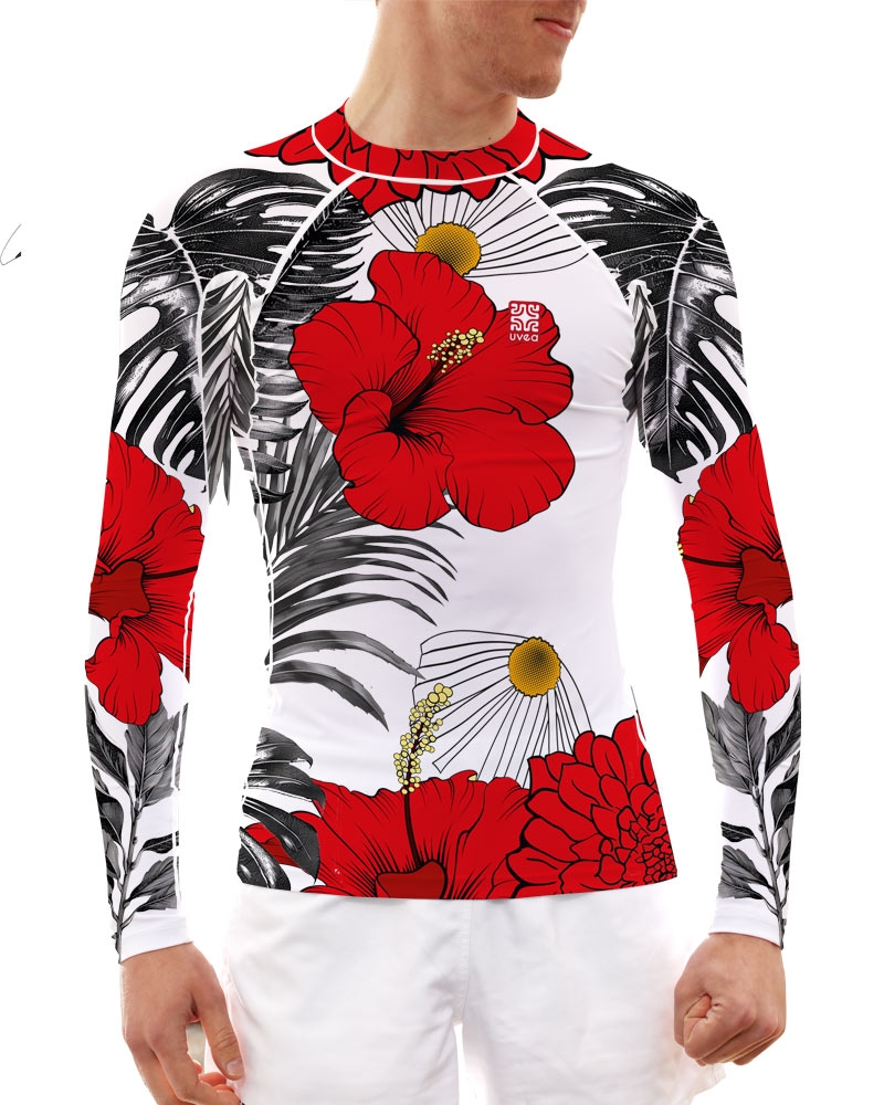 Rashguard - Redflower-col rond-UVEA