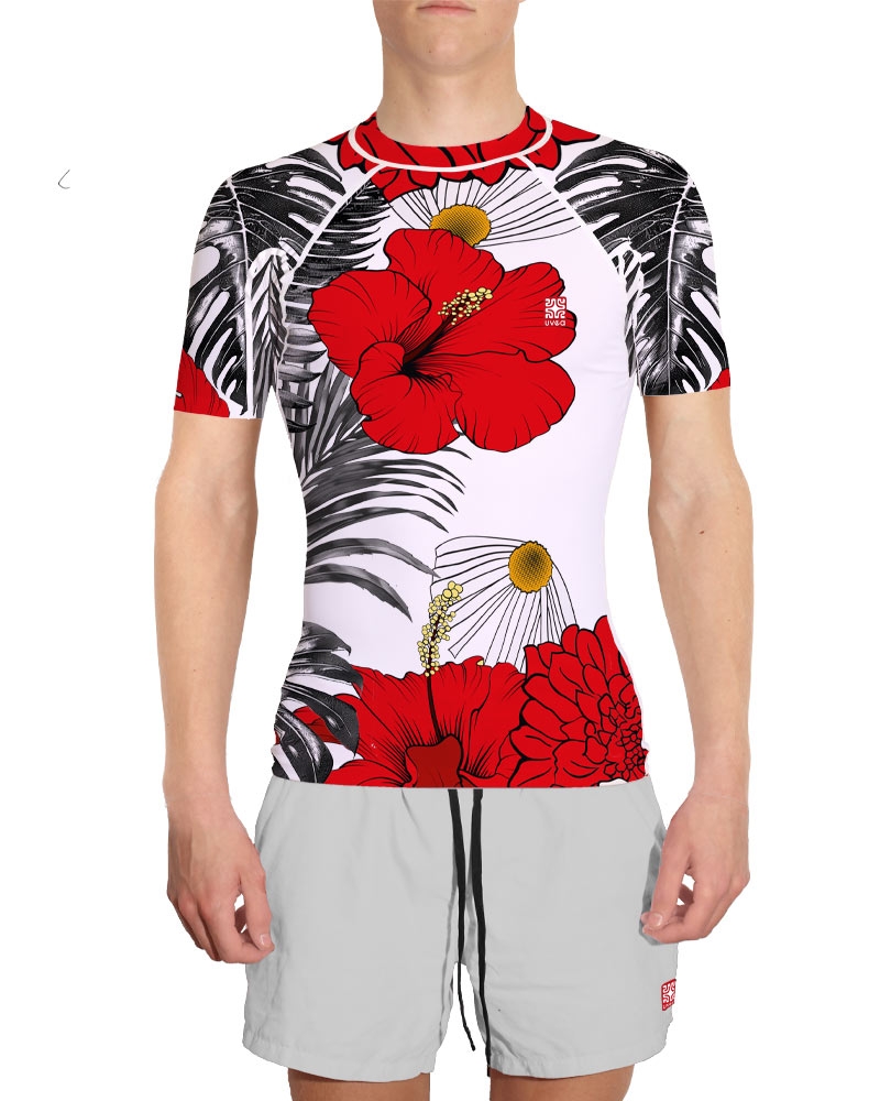 Rashguard - Redflower-col rond-UVEA