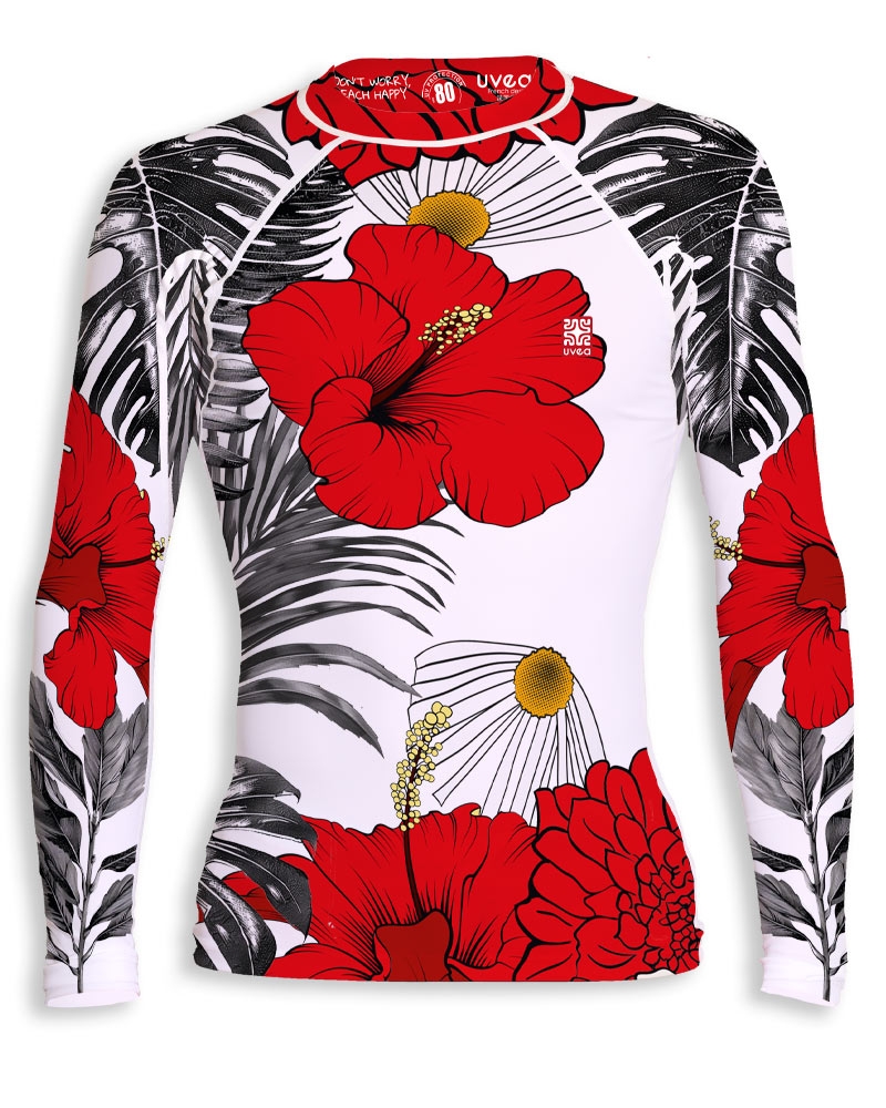 Rashguard - Redflower-col rond-UVEA