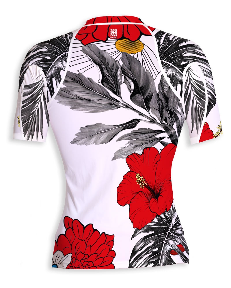 Rashguard - Redflower-col rond-UVEA