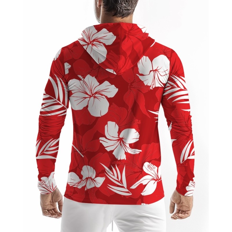 Lycra Anti Uv Capuche → HAWAII ROUGE |T-shirt anti uv à capuche