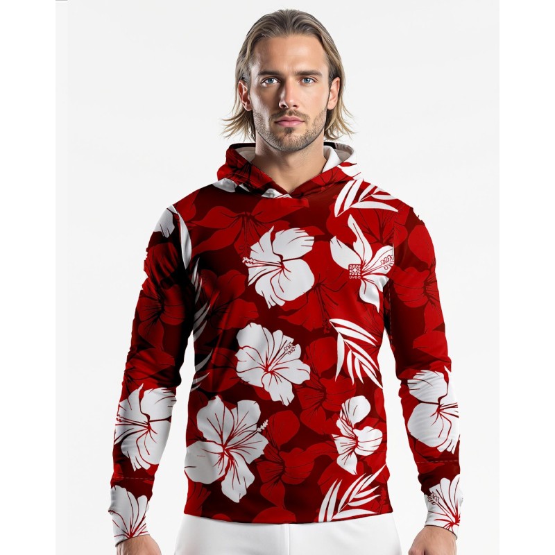 Lycra Anti Uv Capuche → HAWAII ROUGE |T-shirt anti uv à capuche