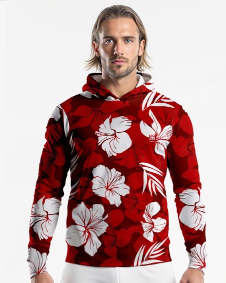 Lycra Anti Uv Capuche → HAWAII ROUGE |T-shirt anti uv à capuche