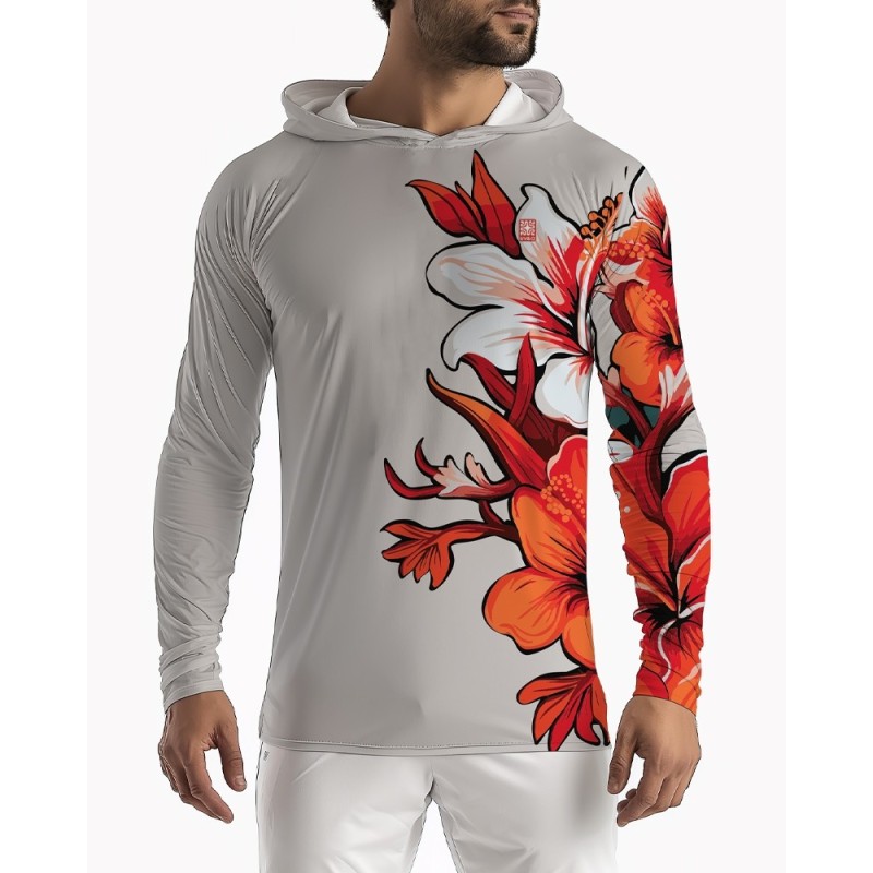 Lycra Anti Uv Capuche → HIBISCUS |T-shirt anti uv à capuche