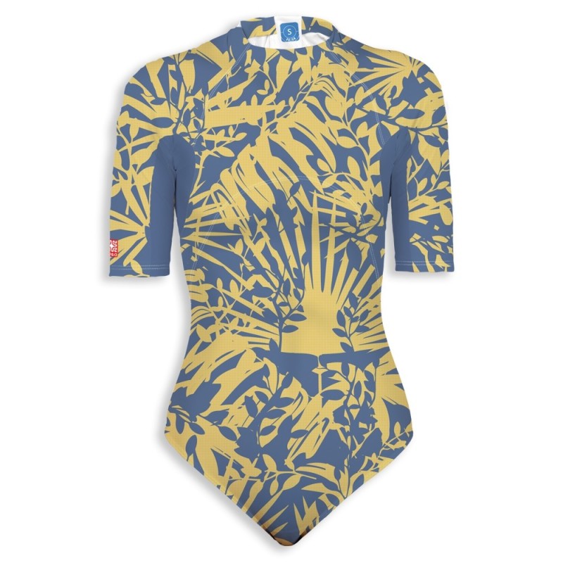 Combinaison UV 80 → FEUILLAGEJAUNE | Maillot de bain haute performance