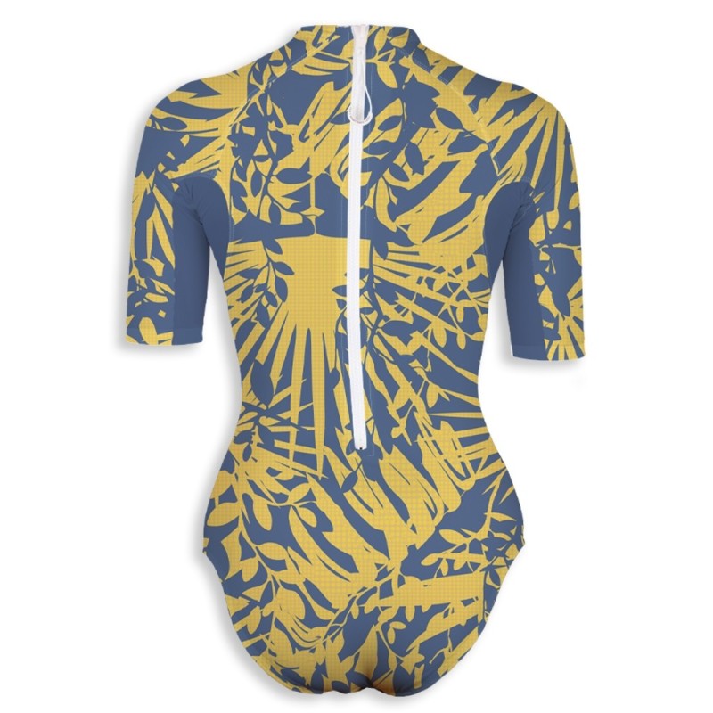 Combinaison UV 80 → FEUILLAGEJAUNE | Maillot de bain haute performance