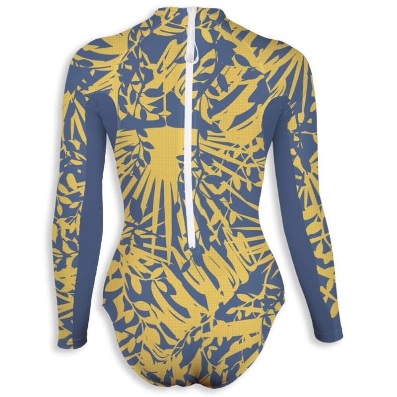 Combinaison UV 80 → FEUILLAGEJAUNE | Maillot de bain haute performance